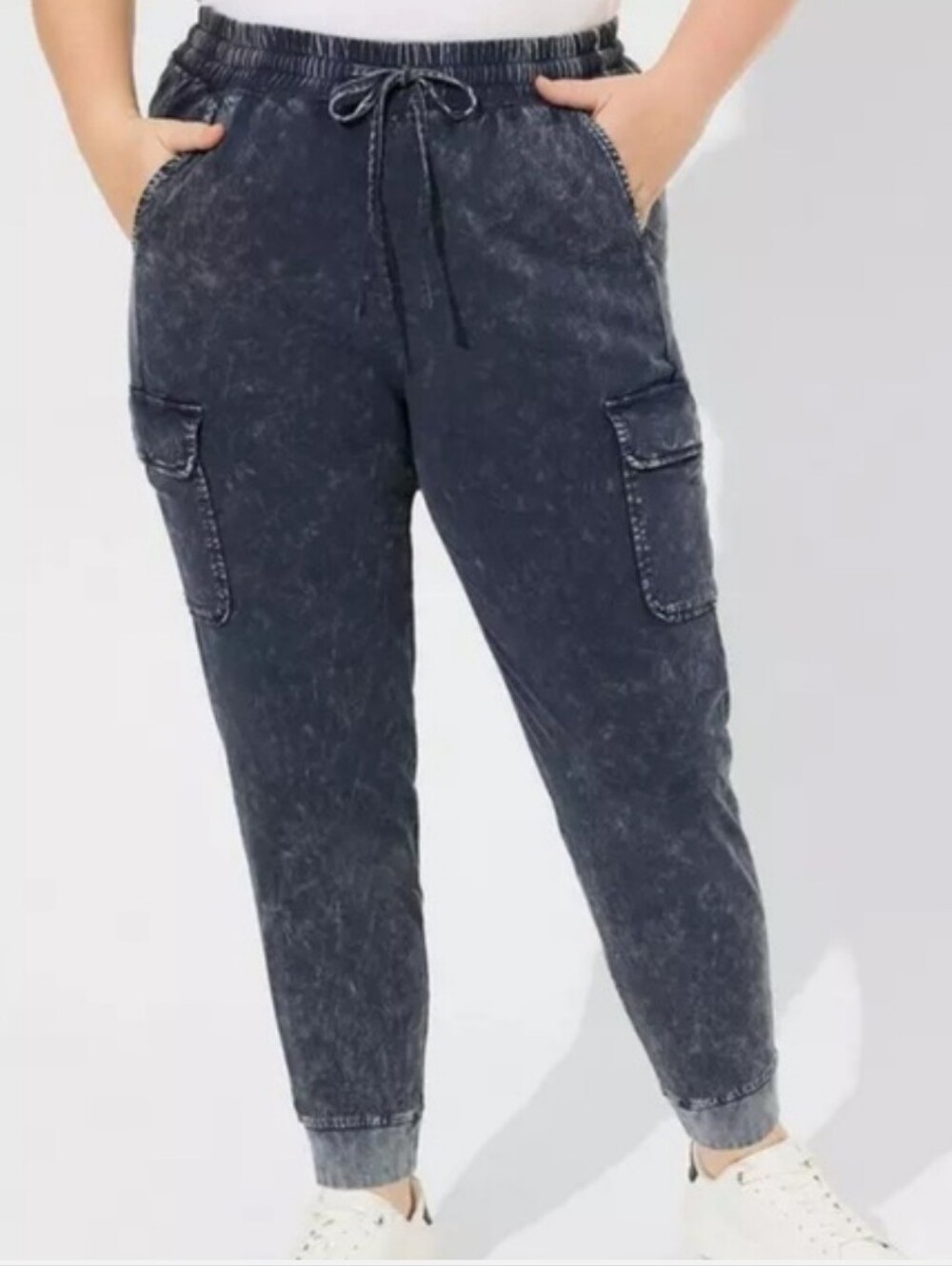 NEW Torrid Relaxed Fit Jogger Stretch Challis Mid Rise Cargo Pocket Pant 1X TALL